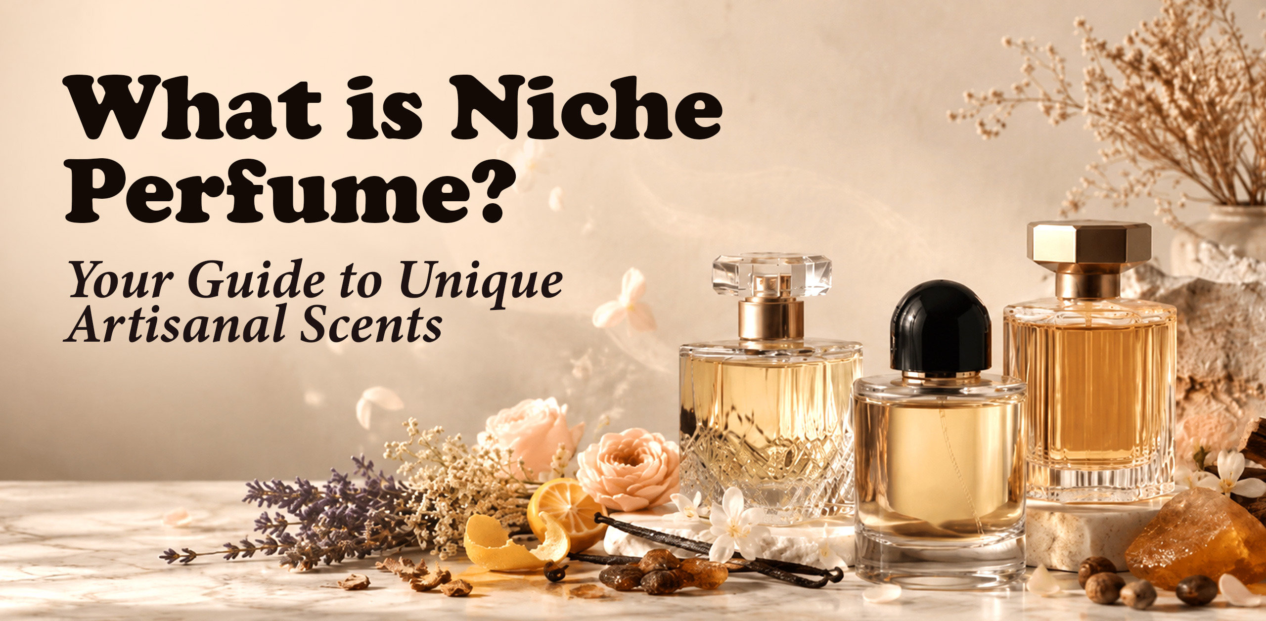Luxury niche perfume bottles showcasing unique artisanal fragrances with premium craftsmanship and exclusive scent compositions